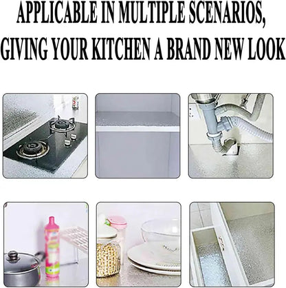 🛡️ Kitchen Hero Stainless Steel Oil-Proof Self-Adhesive Wallpaper – PVC Heat & Oil Resistant Roll for Countertop Cabinet Backsplash, Anti-Fingerprint -DW