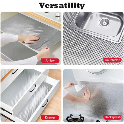 🛡️ Kitchen Hero Stainless Steel Oil-Proof Self-Adhesive Wallpaper – PVC Heat & Oil Resistant Roll for Countertop Cabinet Backsplash, Anti-Fingerprint -DW