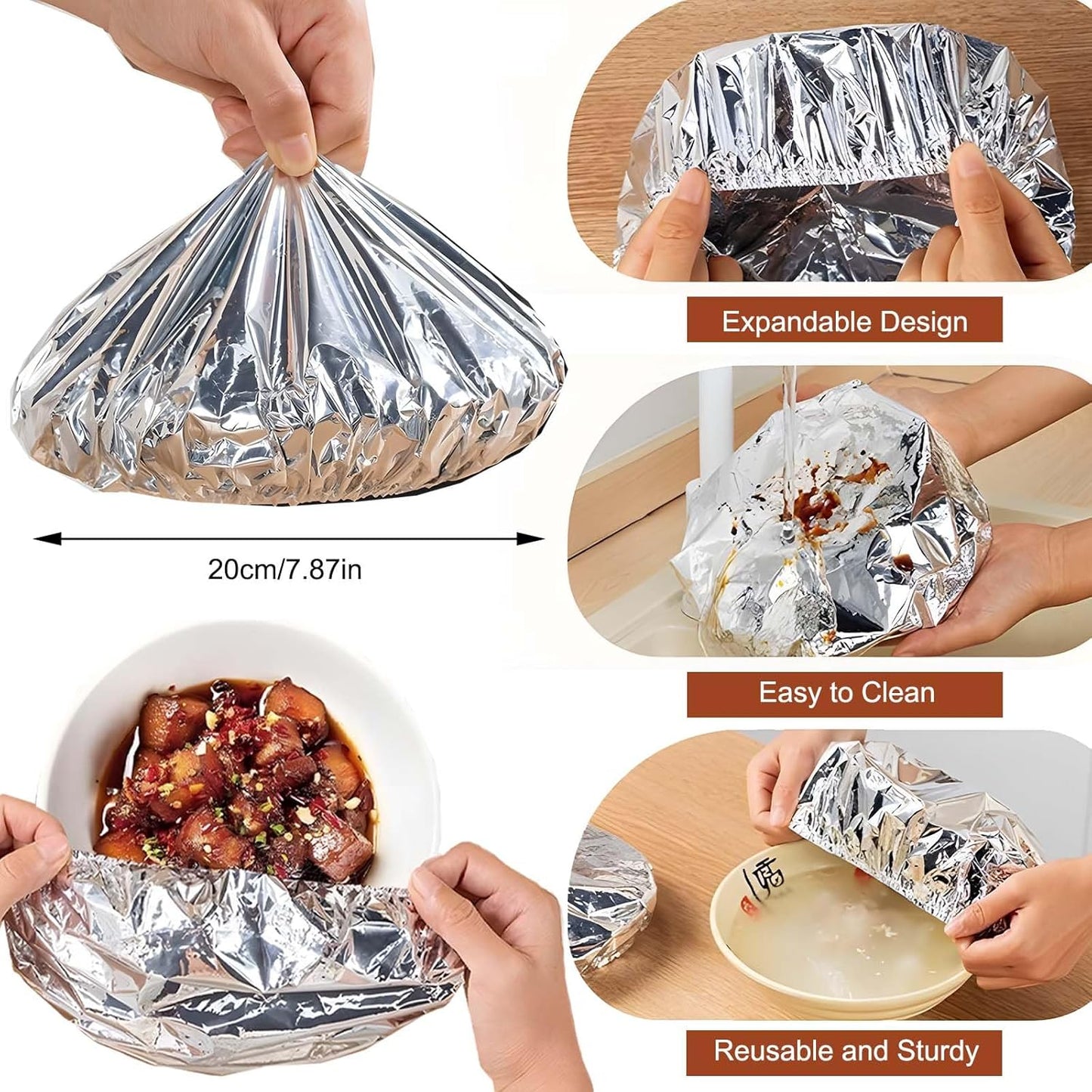 🍲🔥 Home dining table & food container aluminum foil heat-retaining cover-QO