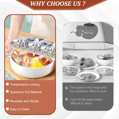 🍲🔥 Home dining table & food container aluminum foil heat-retaining cover-QO