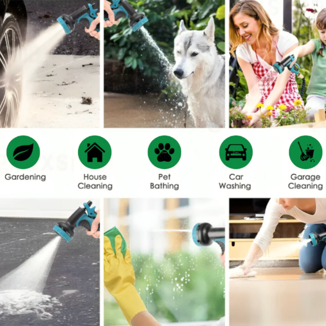 💦 Multi-Purpose High-Pressure Water Gun | Green outdoor water spray tool | Watering and Cleaning - DW