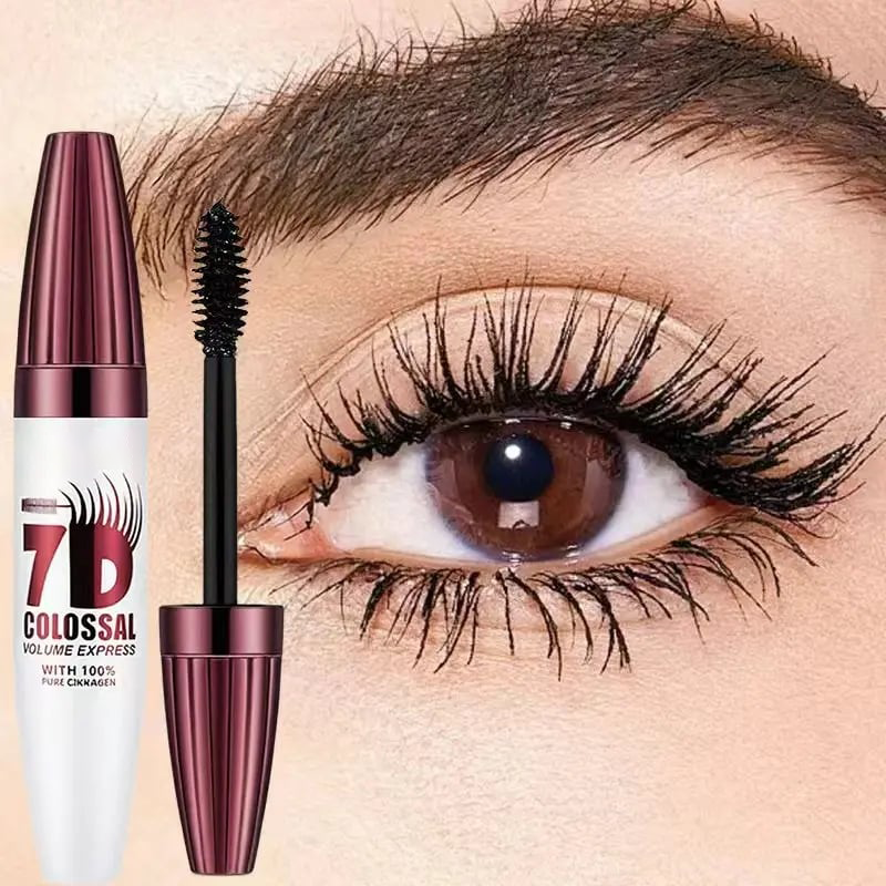 7D Waterproof Mascara - 24H Long Lasting Volume & Curl, Smudge-Proof Lift for Natural False Lash Look-QO
