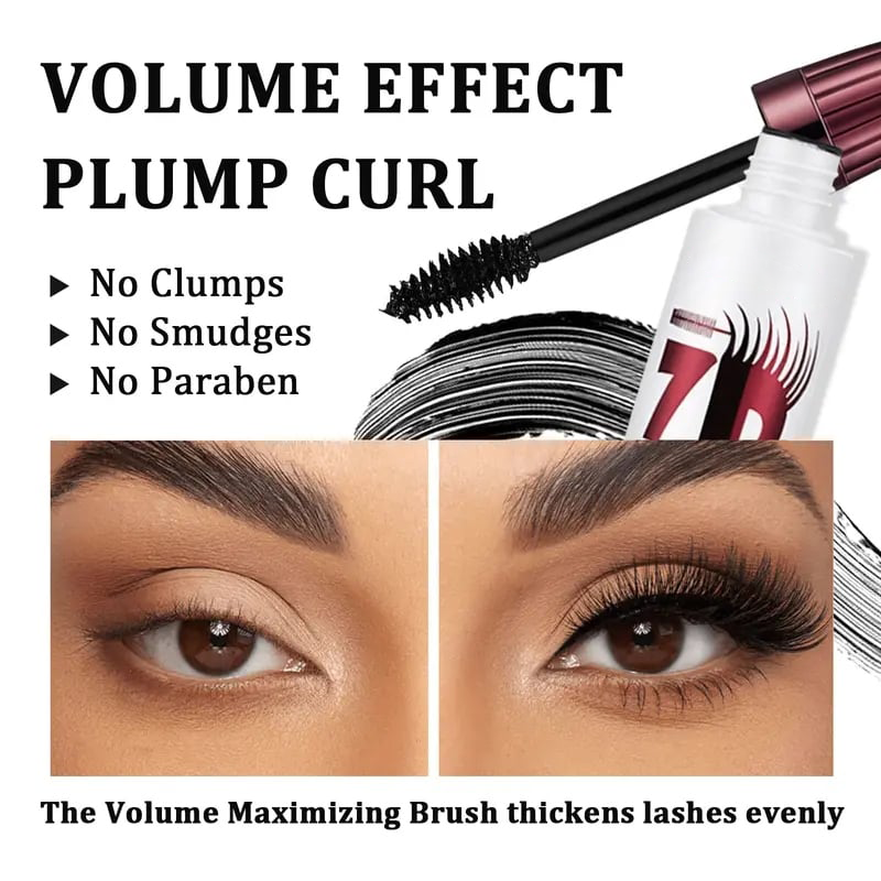 7D Waterproof Mascara - 24H Long Lasting Volume & Curl, Smudge-Proof Lift for Natural False Lash Look-QO