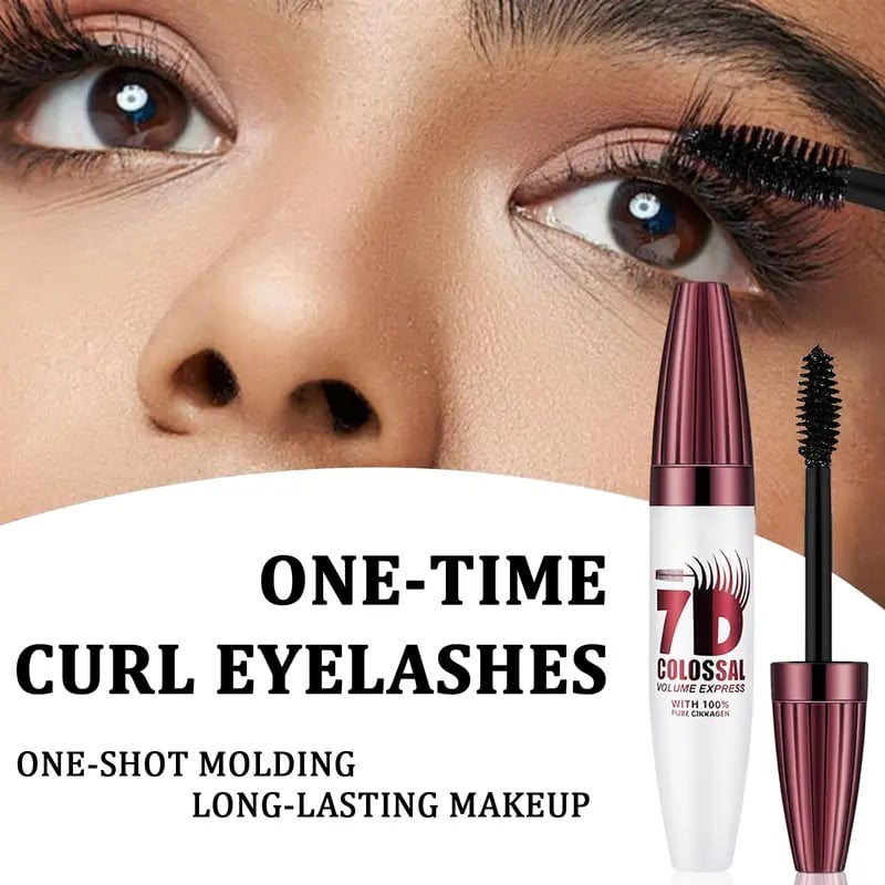 7D Waterproof Mascara - 24H Long Lasting Volume & Curl, Smudge-Proof Lift for Natural False Lash Look-QO
