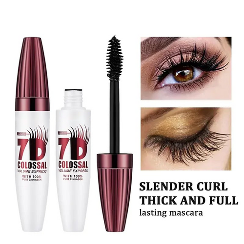 7D Waterproof Mascara - 24H Long Lasting Volume & Curl, Smudge-Proof Lift for Natural False Lash Look-QO