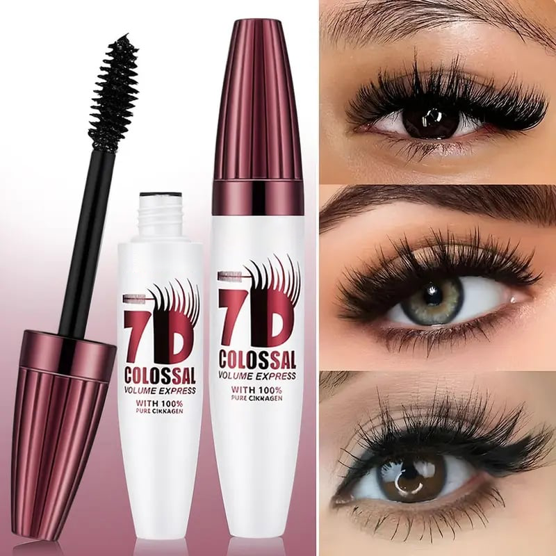 7D Waterproof Mascara - 24H Long Lasting Volume & Curl, Smudge-Proof Lift for Natural False Lash Look-QO