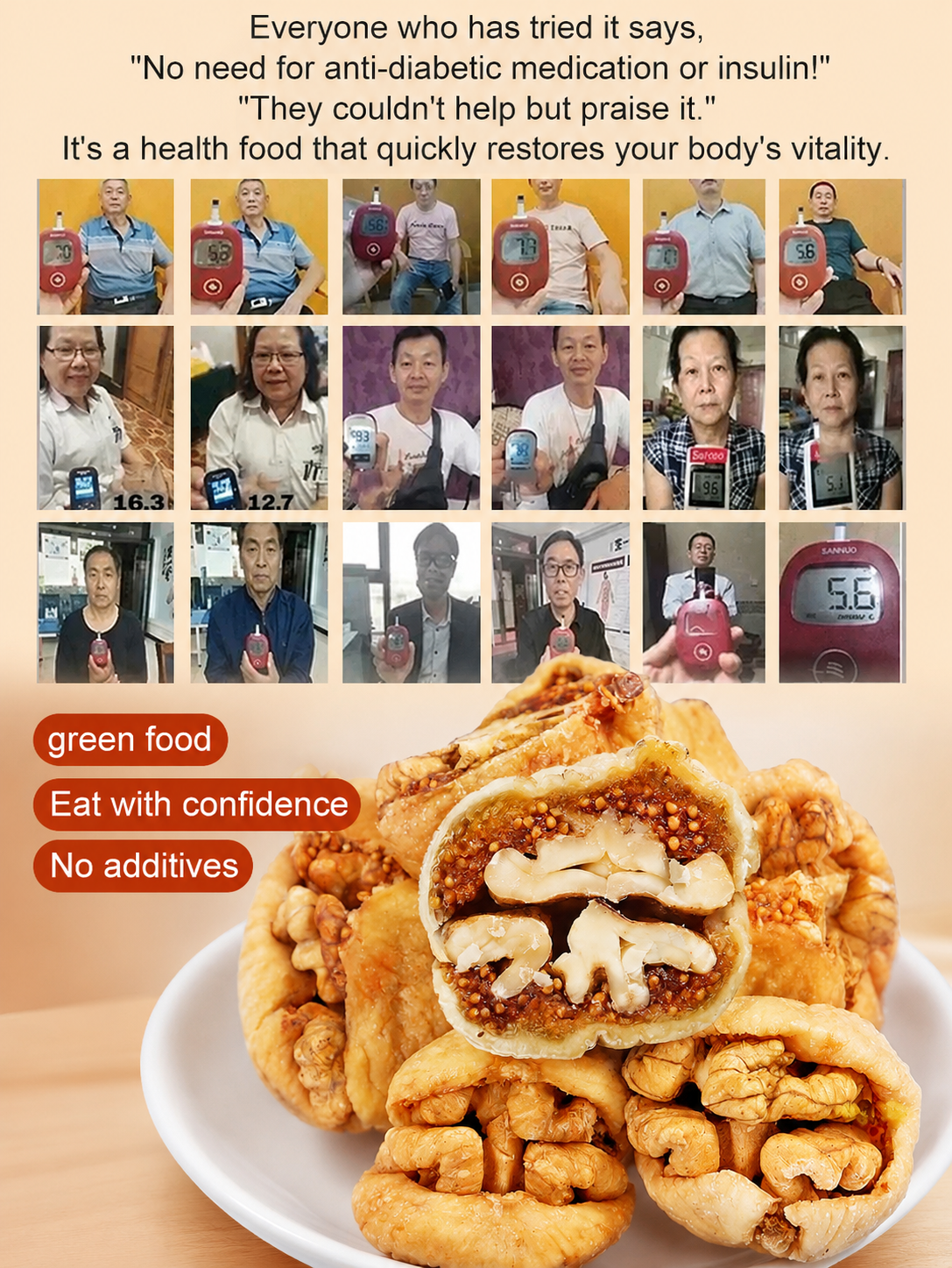 🌰 Sugar-Free Fig Stuffed Walnuts, 🍈Nutritious Snack with Real Figs & Premium Walnuts -FX