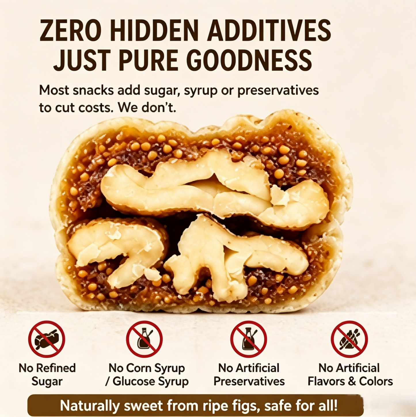 🌰 Sugar-Free Fig Stuffed Walnuts, 🍈Nutritious Snack with Real Figs & Premium Walnuts -FX