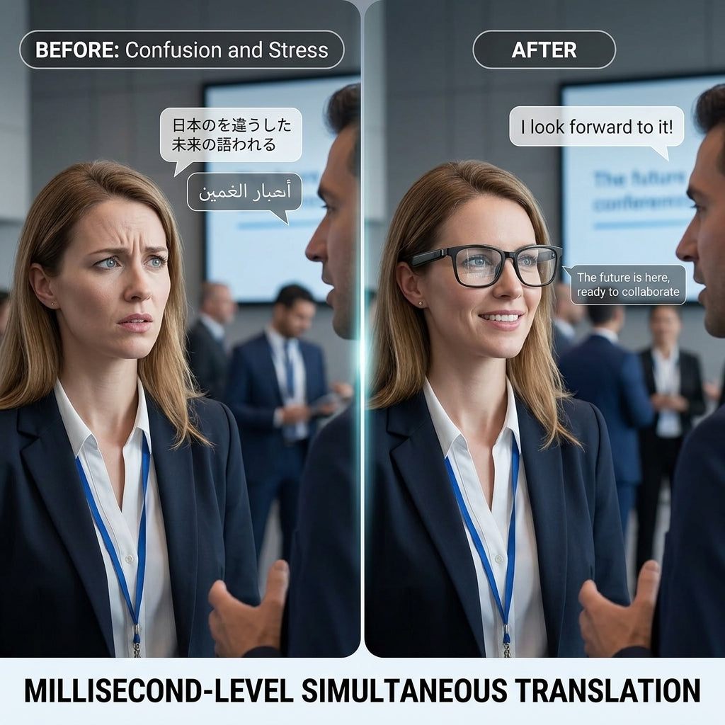🌎👓All-weather on-body AI assistant, real-time multilingual simultaneous translation, seamless cross-border communication-FX