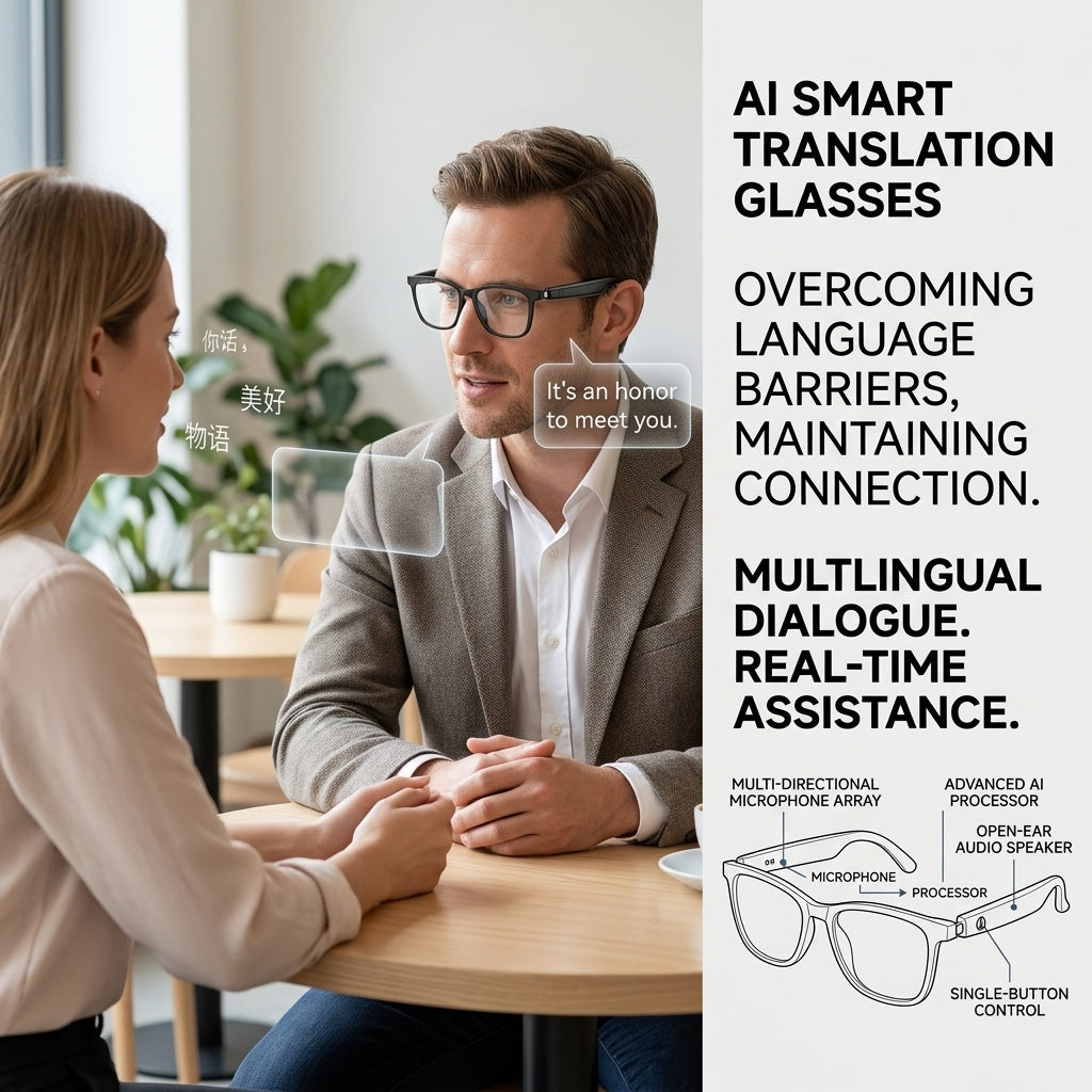 🌎👓All-weather on-body AI assistant, real-time multilingual simultaneous translation, seamless cross-border communication-FX