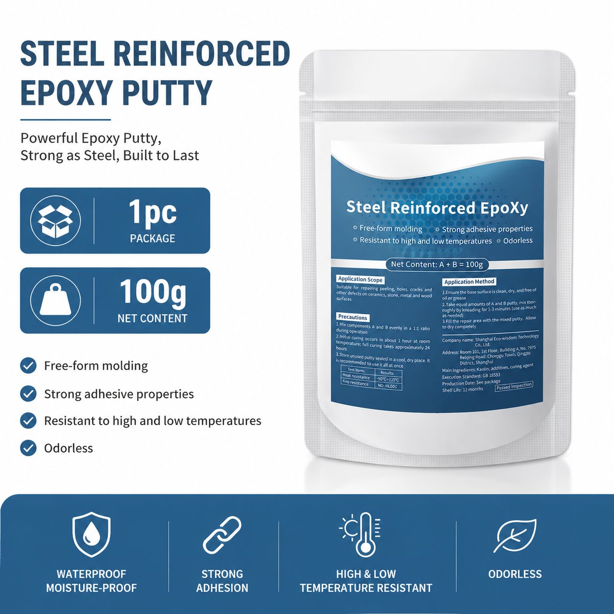 🔥🛠️ Waterproof Heat-Resistant Epoxy Putty Repair Kit – Drillable, Sandable & Ultra-Strong Metal Bond-QO