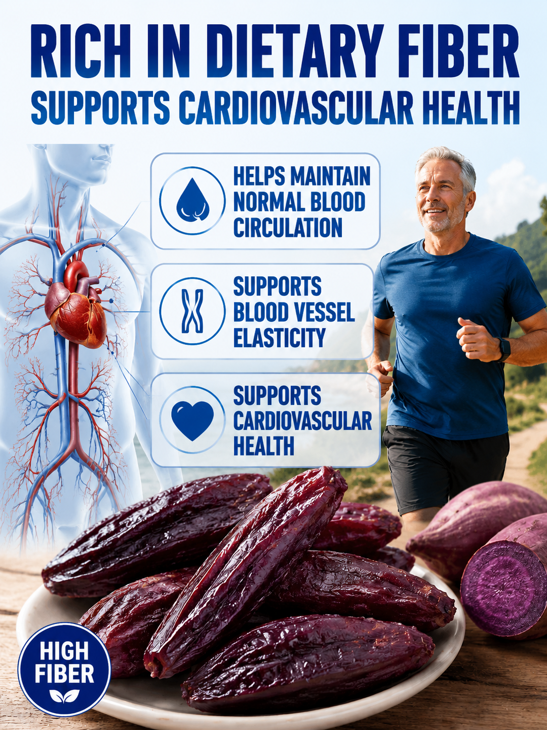🍠 9X Steamed & Sun-Dried Purple Sweet Potato – No Added Sugar, Fiber-Rich, Soft Chewy Diabetic-Friendly Snack -DW