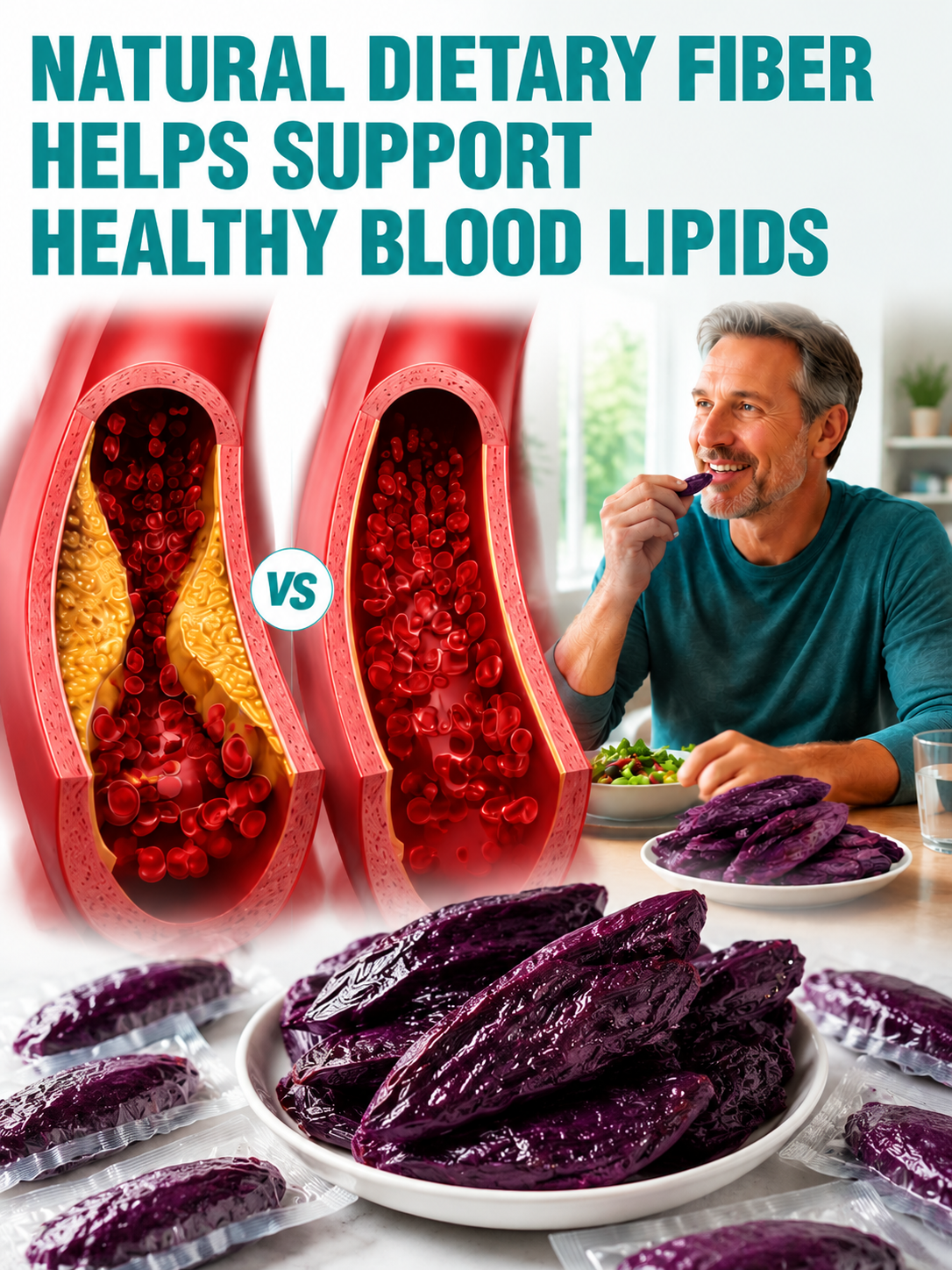 🍠 9X Steamed & Sun-Dried Purple Sweet Potato – No Added Sugar, Fiber-Rich, Soft Chewy Diabetic-Friendly Snack -DW