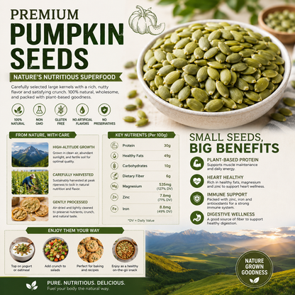 🎃 Premium Pumpkin Seed Kernels – Crunchy Zinc & Protein-Rich Healthy Snack for Energy, Fullness & Daily Wellness-DW