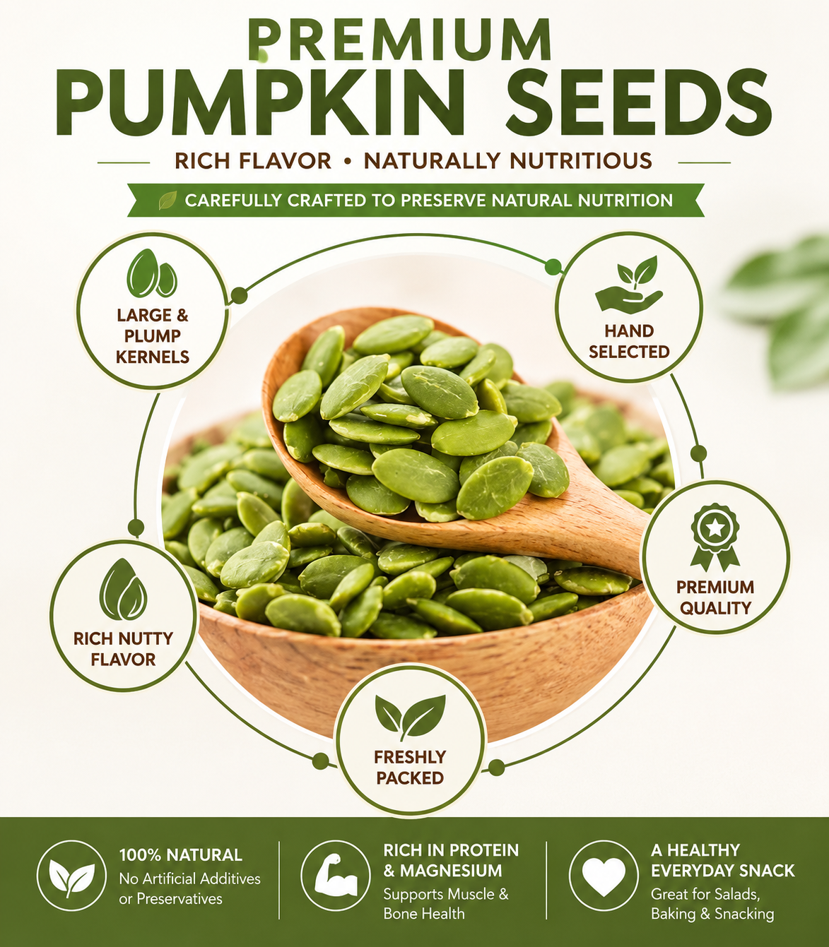 🎃 Premium Pumpkin Seed Kernels – Crunchy Zinc & Protein-Rich Healthy Snack for Energy, Fullness & Daily Wellness-DW
