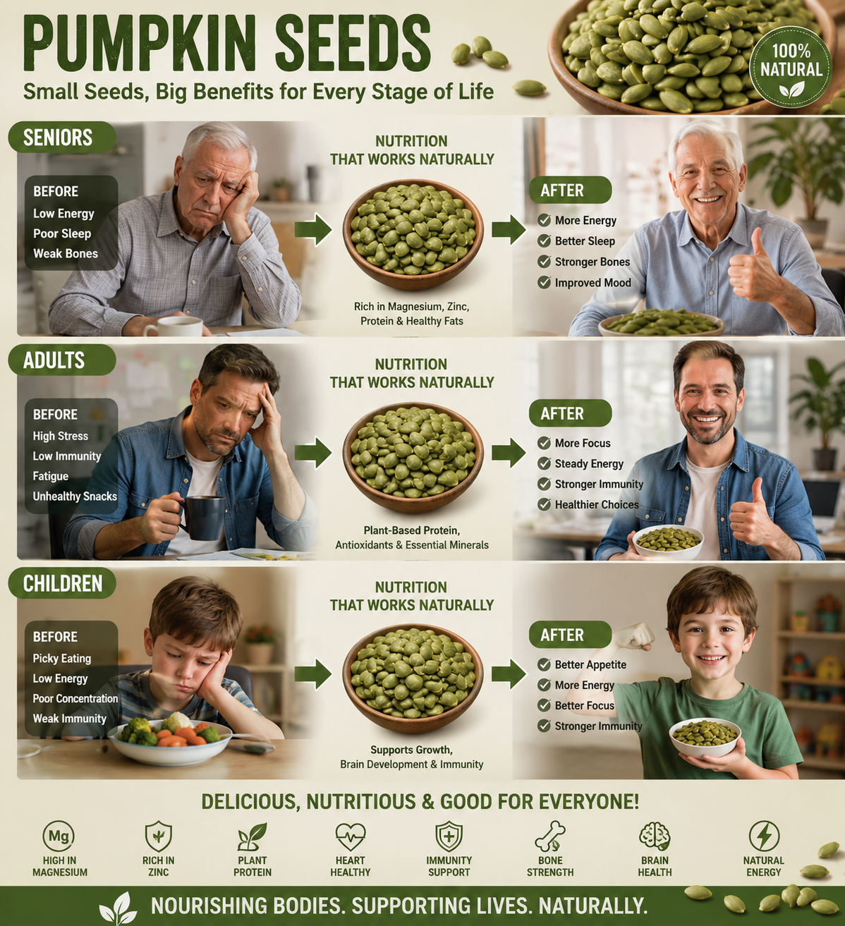 🎃 Premium Pumpkin Seed Kernels – Crunchy Zinc & Protein-Rich Healthy Snack for Energy, Fullness & Daily Wellness-DW