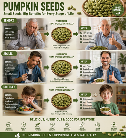 🎃 Premium Pumpkin Seed Kernels – Crunchy Zinc & Protein-Rich Healthy Snack for Energy, Fullness & Daily Wellness-DW