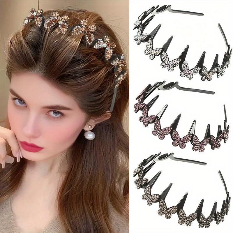✨ Wavy Butterfly Headband Set – Non‑Slip, Sparkling, 4 Colors-QE