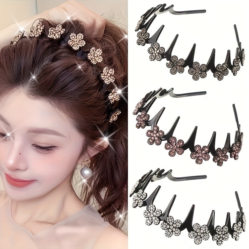 ✨ Wavy Butterfly Headband Set – Non‑Slip, Sparkling, 4 Colors-QE