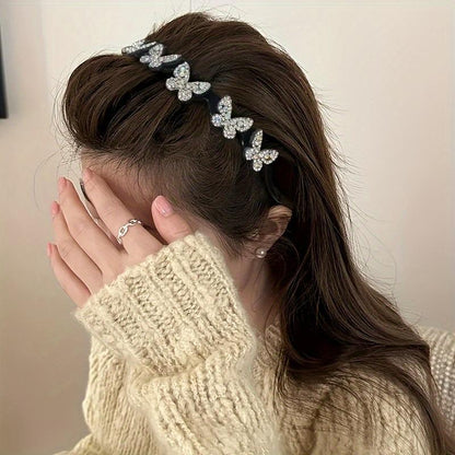 ✨ Wavy Butterfly Headband Set – Non‑Slip, Sparkling, 4 Colors-QE