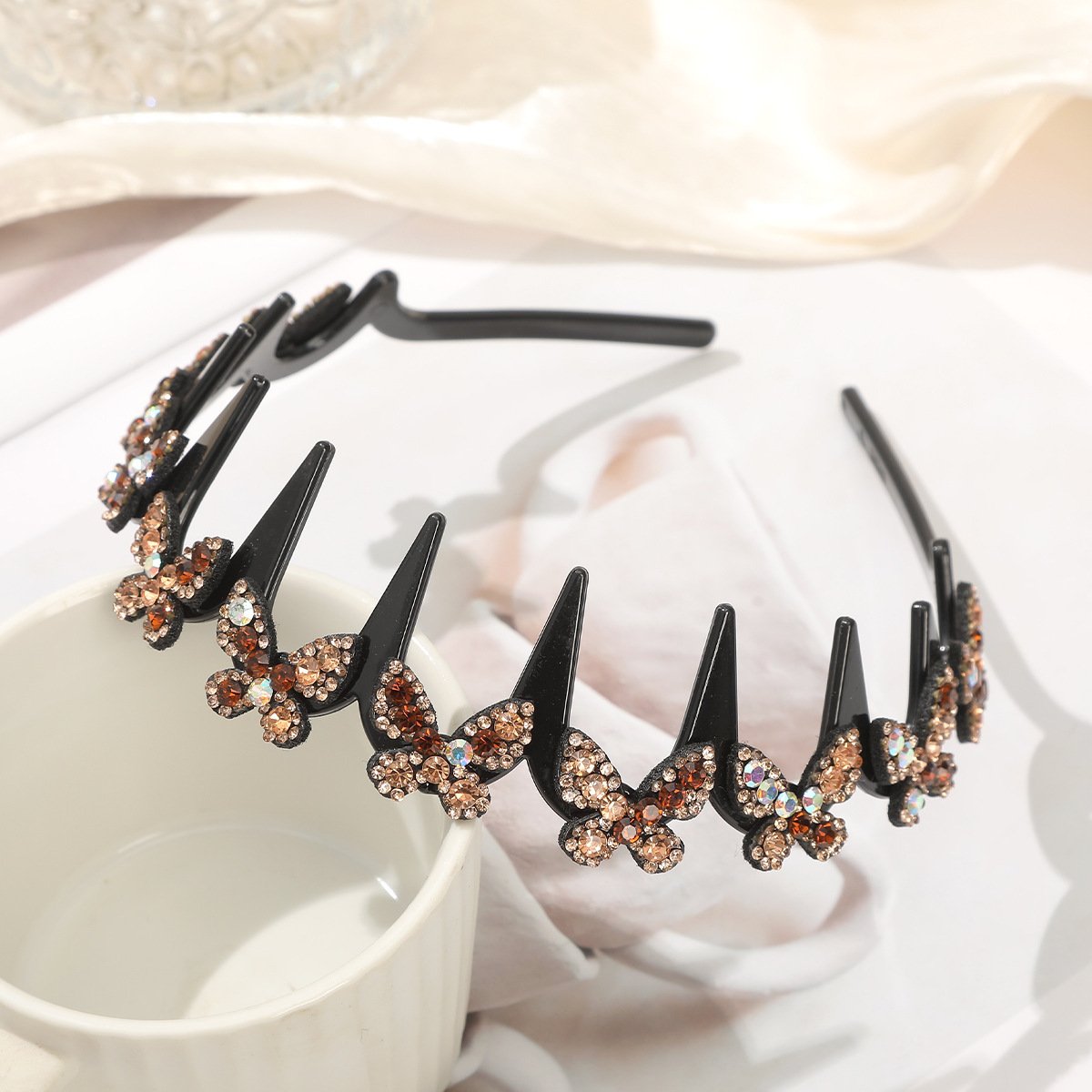 ✨ Wavy Butterfly Headband Set – Non‑Slip, Sparkling, 4 Colors-QE