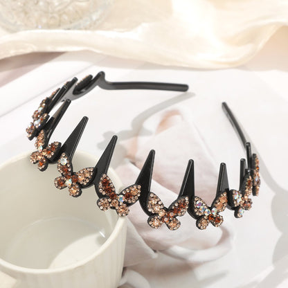 ✨ Wavy Butterfly Headband Set – Non‑Slip, Sparkling, 4 Colors-QE