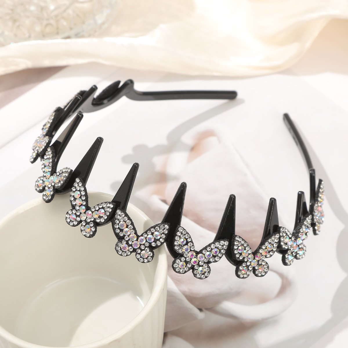✨ Wavy Butterfly Headband Set – Non‑Slip, Sparkling, 4 Colors-QE