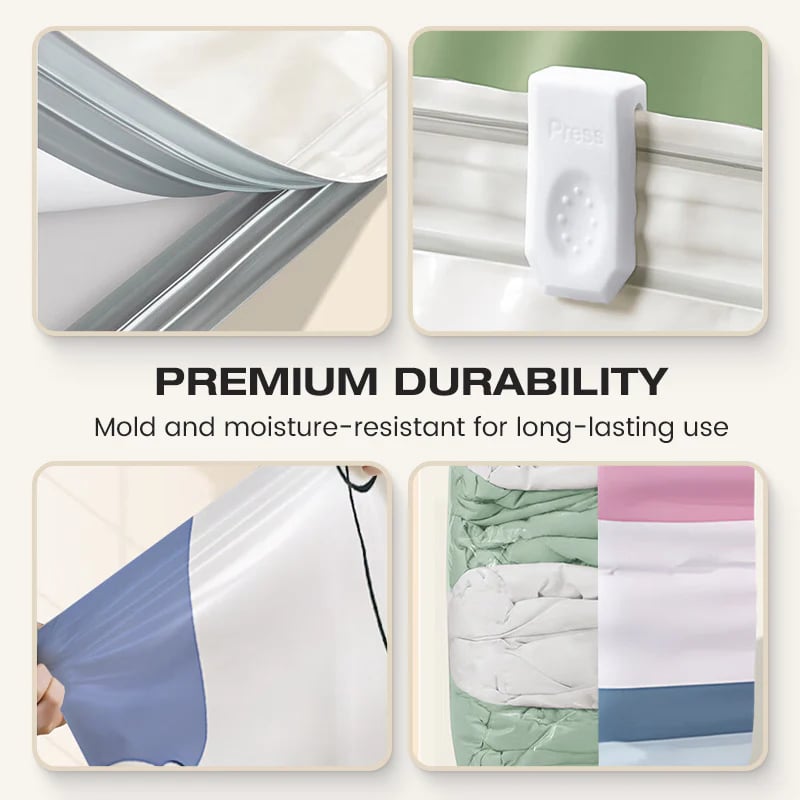 No-Pump 🧳 Large Vacuum Storage Compression Bags ✨ – Space-Saving Solution 🏡 for Clothes 👕 & Bedding-QR