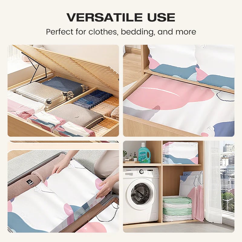 No-Pump 🧳 Large Vacuum Storage Compression Bags ✨ – Space-Saving Solution 🏡 for Clothes 👕 & Bedding-QR