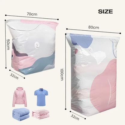 No-Pump 🧳 Large Vacuum Storage Compression Bags ✨ – Space-Saving Solution 🏡 for Clothes 👕 & Bedding-QR