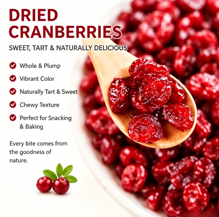 🍒 Sweet, Chewy & Naturally Satisfying – Premium Dried Cranberries 🌿-QO