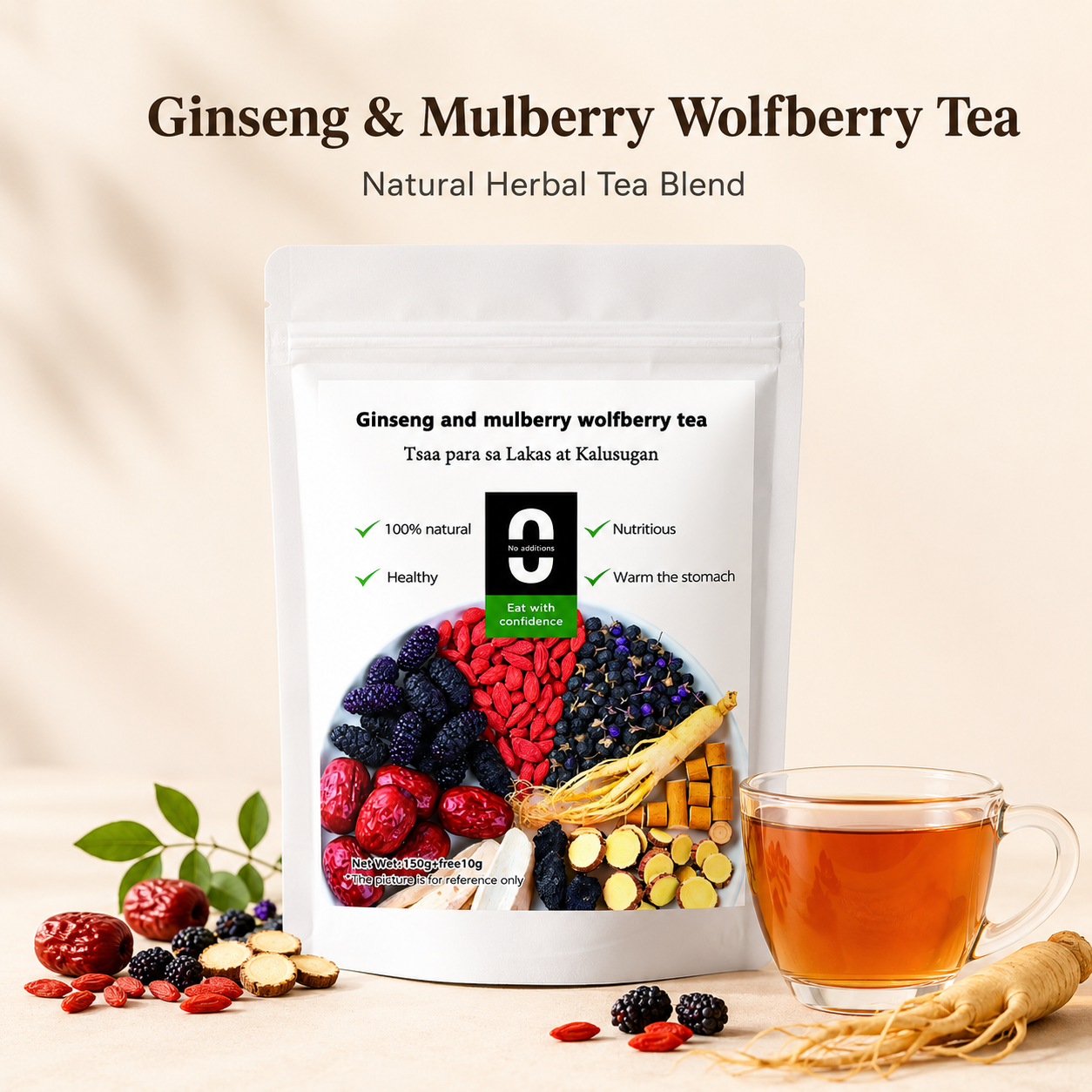 🔥 Ginseng Mulberry Wolfberry Tea – Daily Stamina, Masculine Vitality & Inner Energy Support-DW
