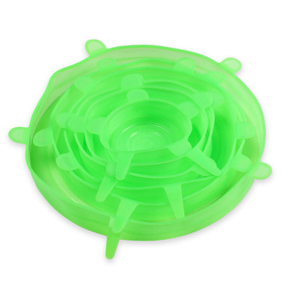 🥣 Food-Grade Silicone Stretch Lids – 6-Piece Reusable Universal Bowl Covers-QE