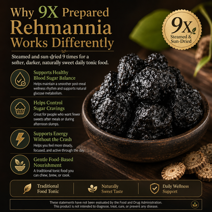 🌿 9X Steamed & Sun-Dried Prepared Rehmannia Root – Traditional Herbal Tonic for Metabolic Balance & Daily Vitality -DW