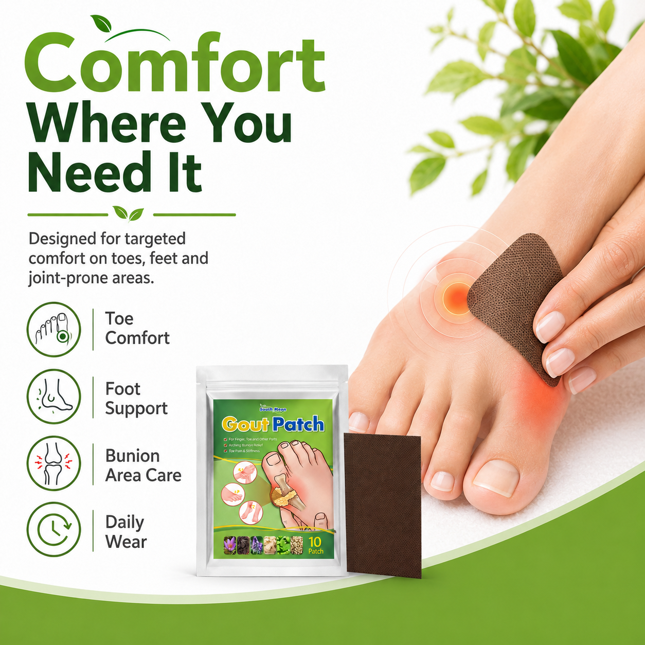 🦶 Gout Relief Foot & Joint Patch – Targeted Herbal Comfort for Toes, Feet, Bunion-Prone Areas & Daily Joint Care 🌿✨-DW