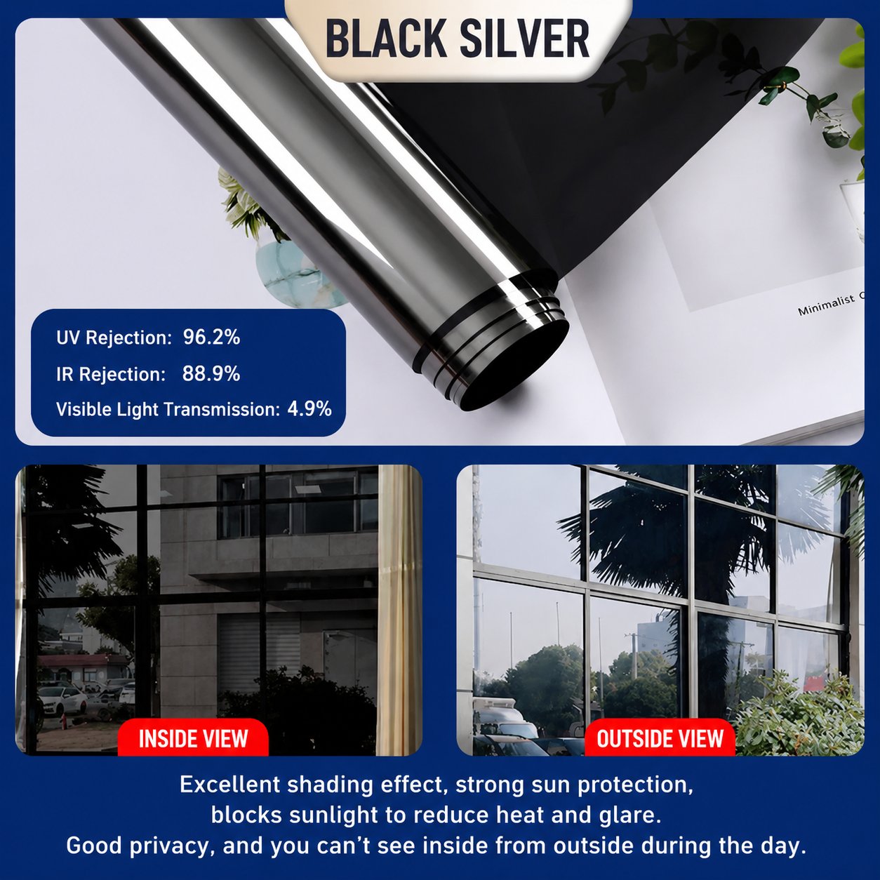 💰 49% OFF –Window Privacy Film，One‑way daytime privacy -QE