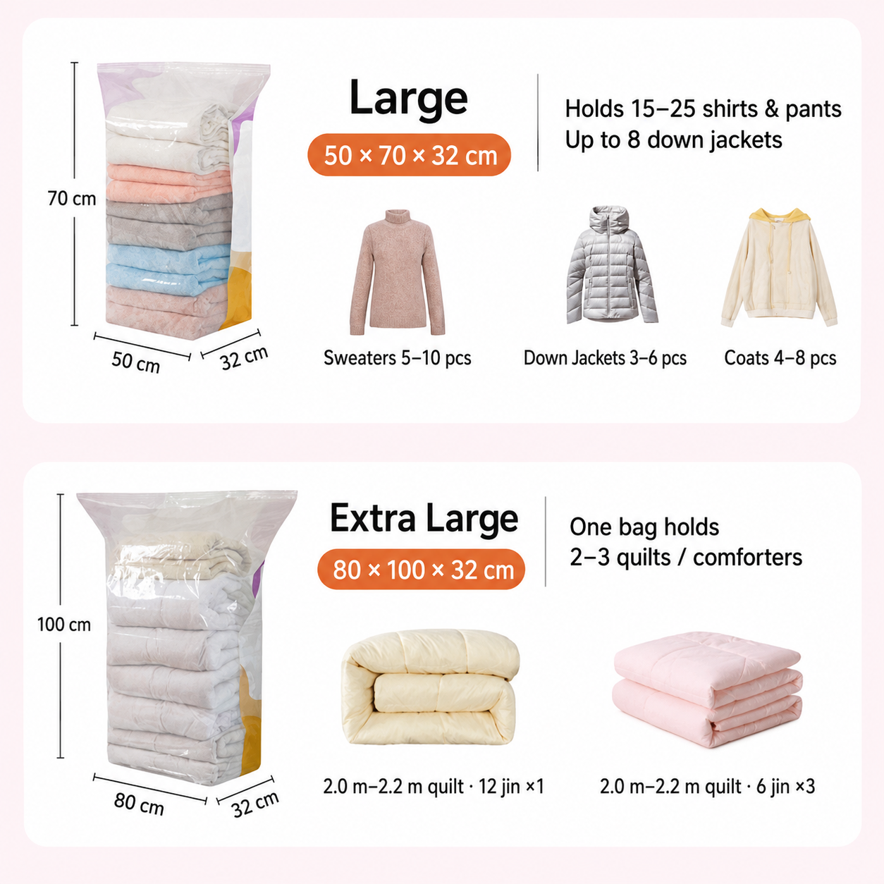 2 Packs – For summer clothes storage