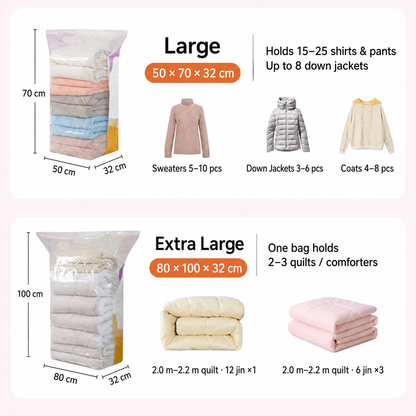 👕No-Pump Large Vacuum Storage Compression Bags-Q1