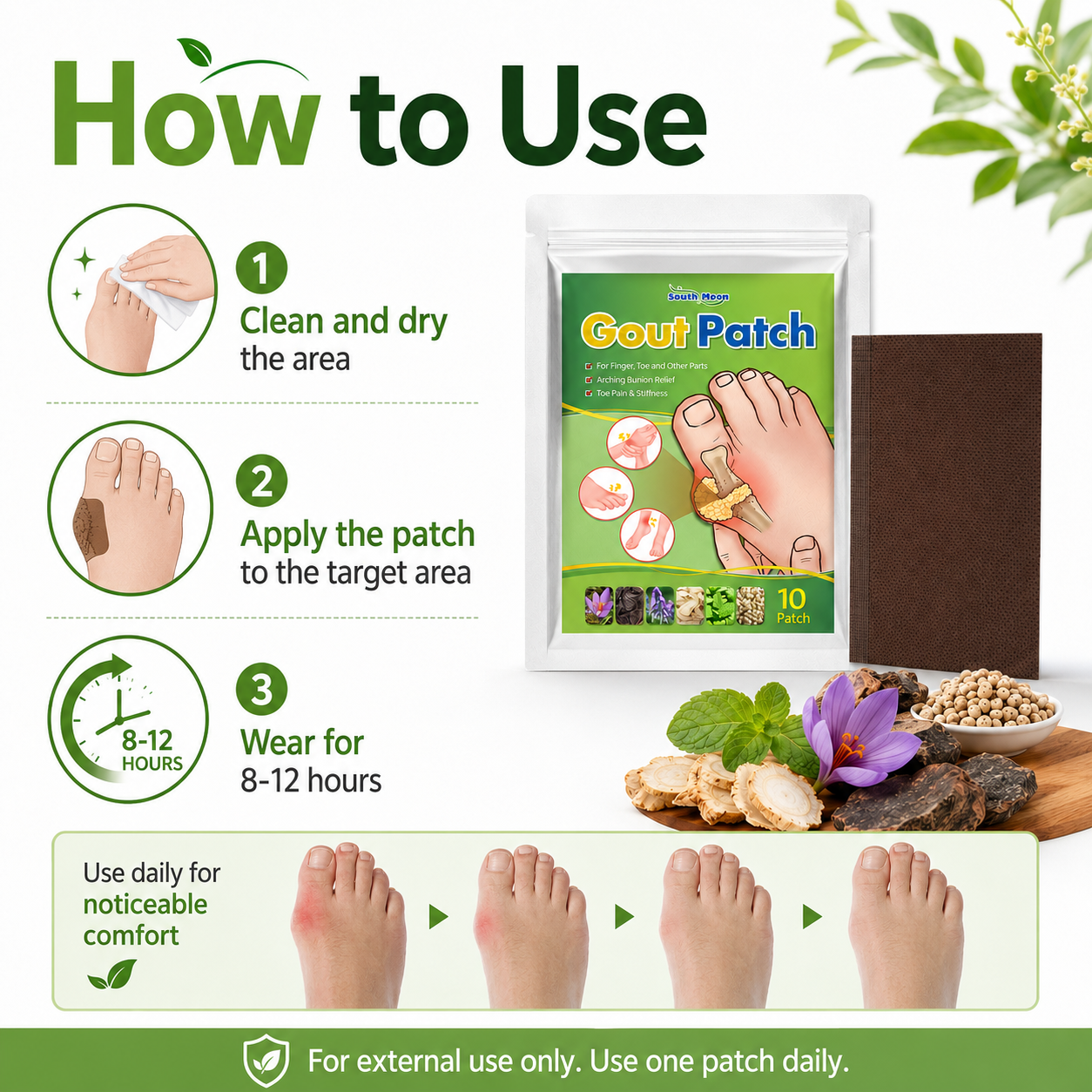 🦶 Gout Relief Foot & Joint Patch – Targeted Herbal Comfort for Toes, Feet, Bunion-Prone Areas & Daily Joint Care 🌿✨-DW