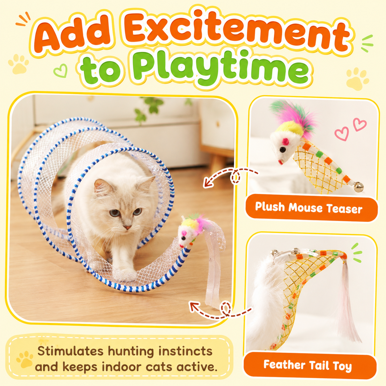 🐱 Rainbow Cat Hunting Tunnel Toy Set - DW