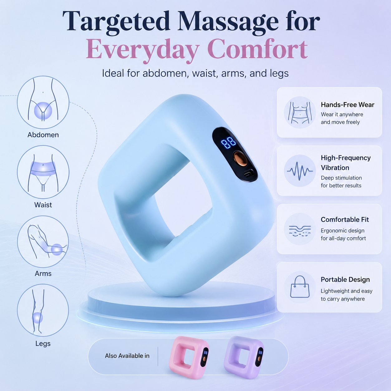 💪🌀 VibraSlim Fascia Massager – 5‑Speed Vibration Fitness Ring for Deep Muscle Relaxation, Portable Whole Body Massager -DW