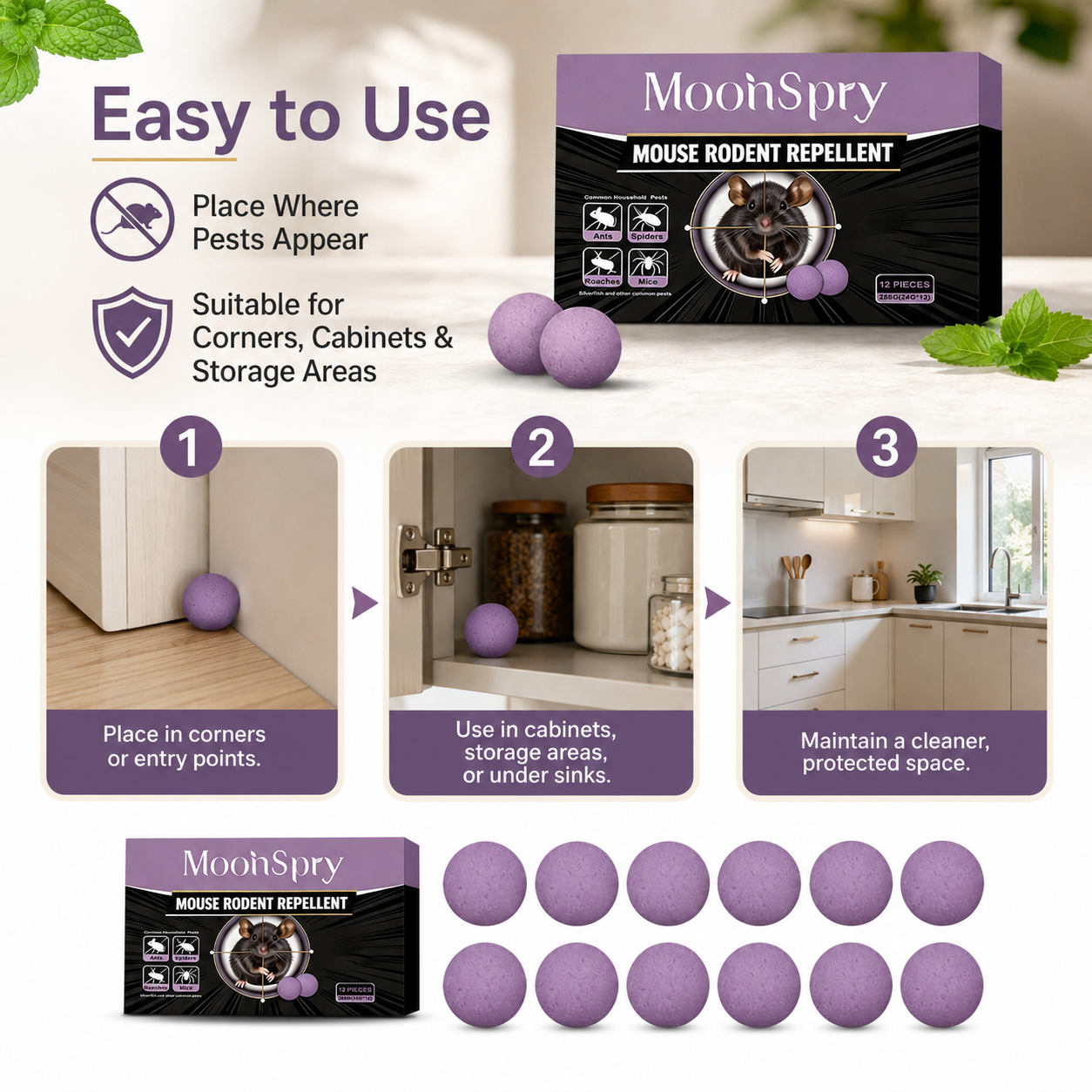 🐭 Rodent Repellent Balls – Natural-Inspired Home & Kitchen Protection - DW