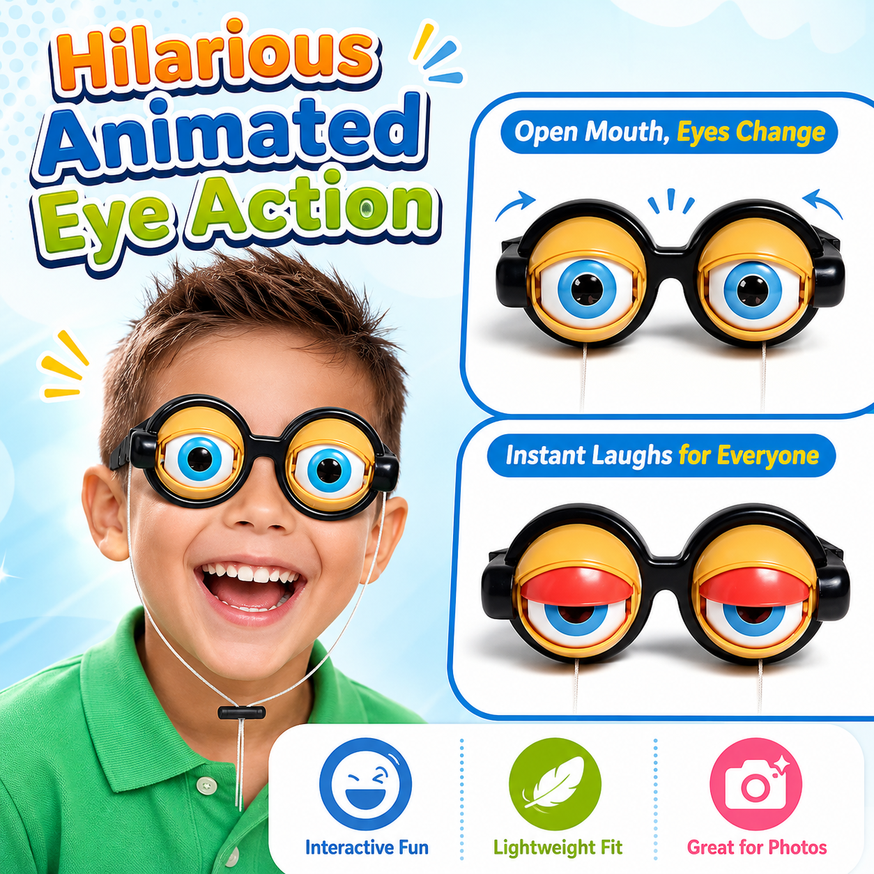 😎🎉 Funny Goofy Party Glasses – Creative Novelty Eyewear for Photos & Costume Fun -DW