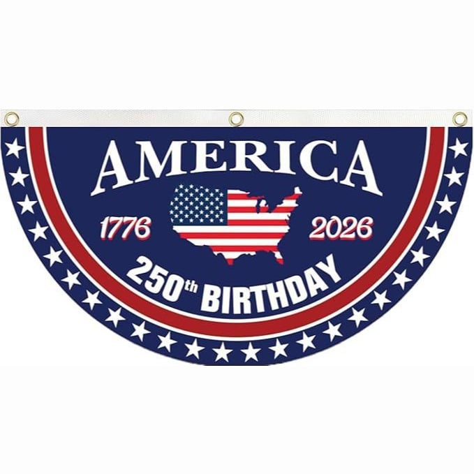 🗽USA 250th Anniversary Flag Half Round Banner🦅-QE