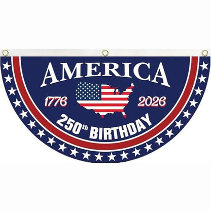 🗽USA 250th Anniversary Flag Half Round Banner🦅-QE