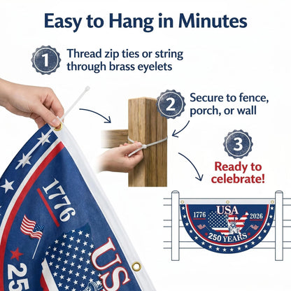 🗽USA 250th Anniversary Flag Half Round Banner🦅-QE