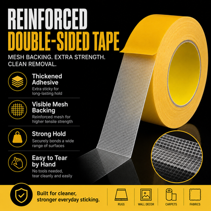🛠️ Waterproof Heavy-Duty Double-Sided Cloth Tape – Strong No-Drill Adhesive for Home, Carpet, Wall & DIY Fixes - DW