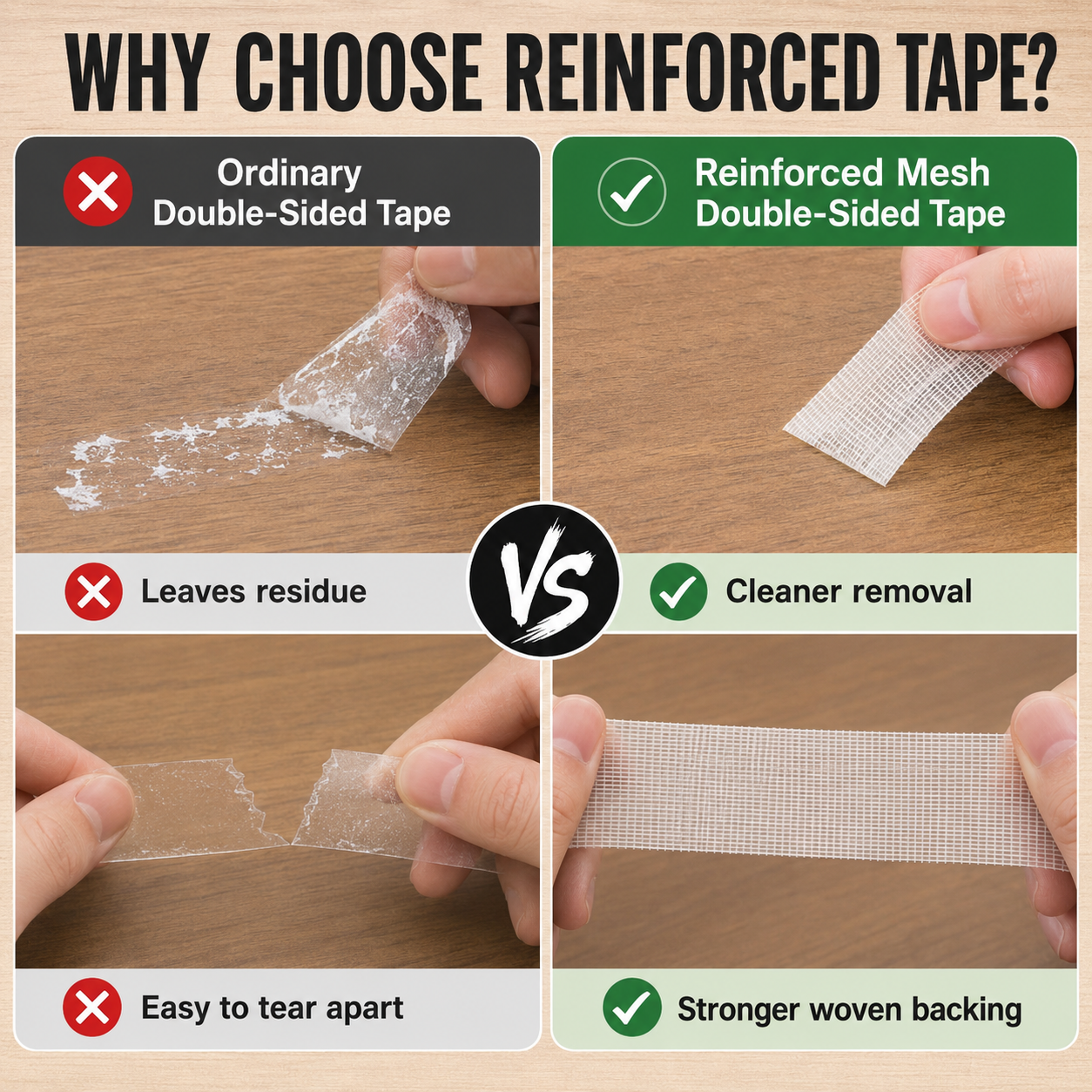 🛠️ Waterproof Heavy-Duty Double-Sided Cloth Tape – Strong No-Drill Adhesive for Home, Carpet, Wall & DIY Fixes - DW
