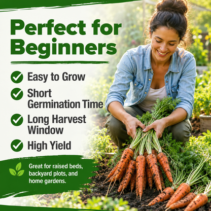 🥕 Sweet Crunch Carrot Seeds – Four-Season Planting for Crisp, Juicy Homegrown Carrots 🌱✨-DW