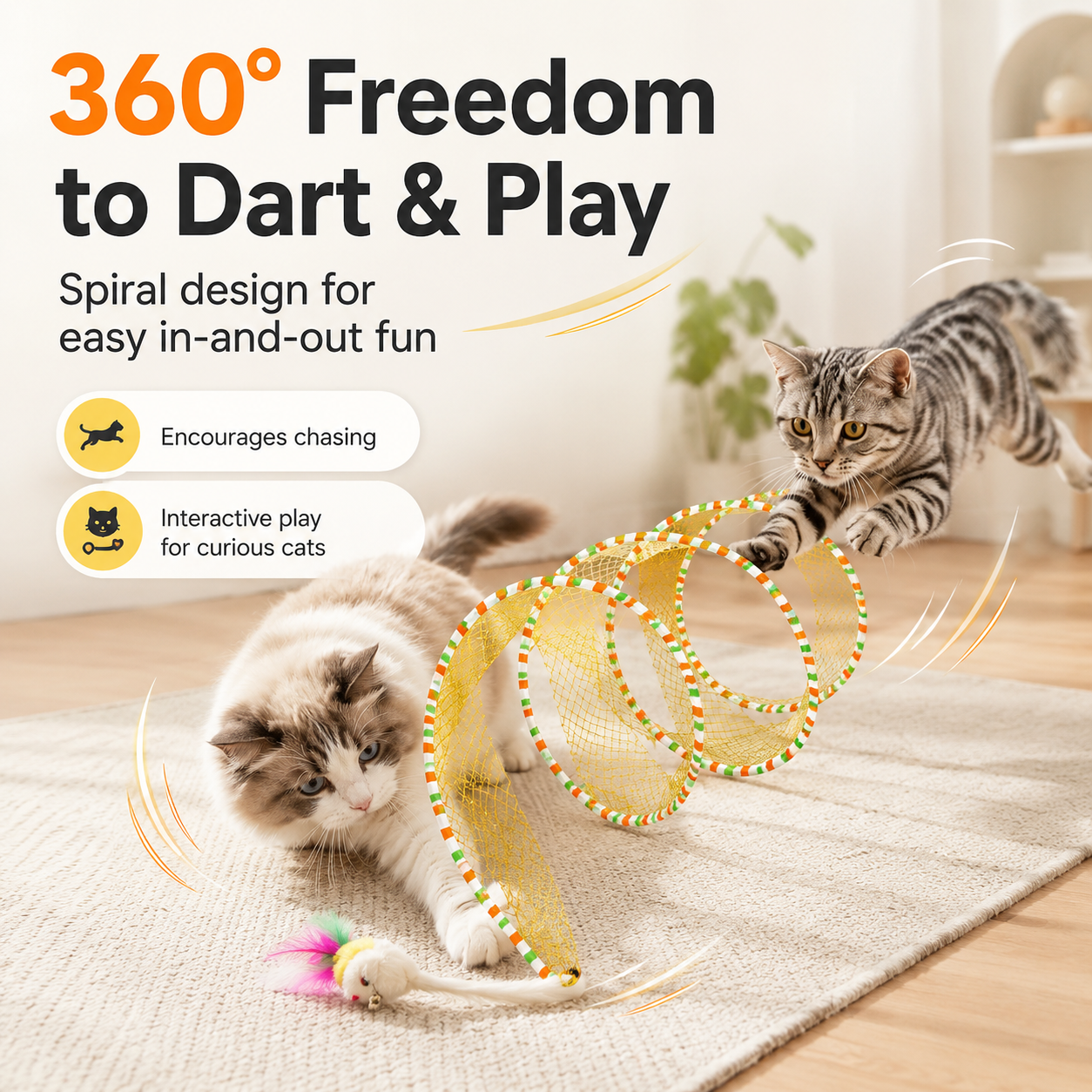 🐱 Rainbow Cat Hunting Tunnel Toy Set - DW